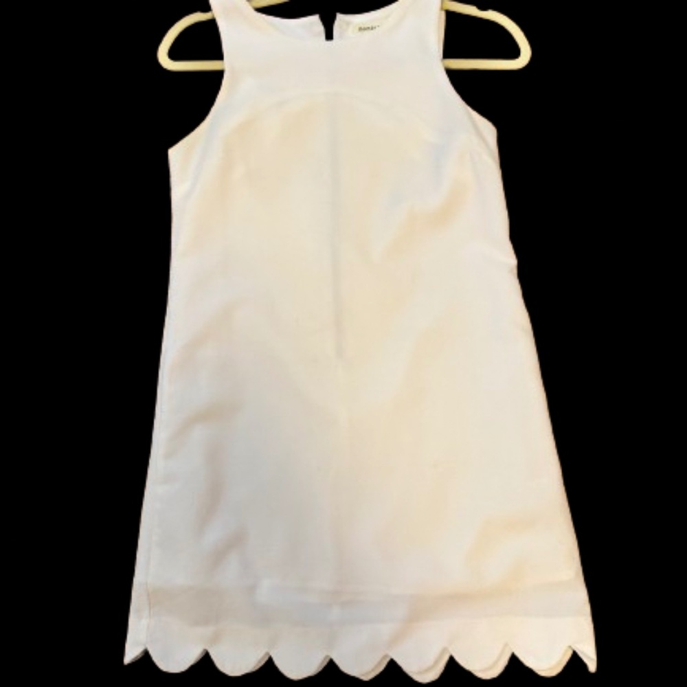 Mini Scalloped White Zip Up Dress (Size Small)